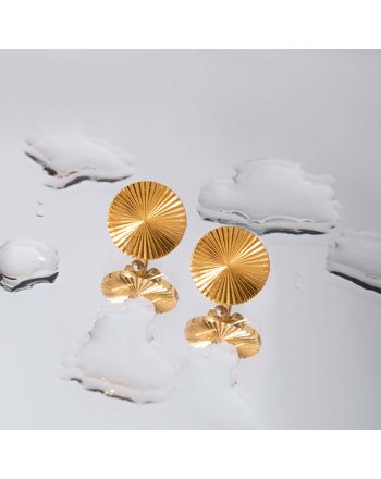 Minimal Unique Design 18K Gold Small Stud Earrings | JDE366