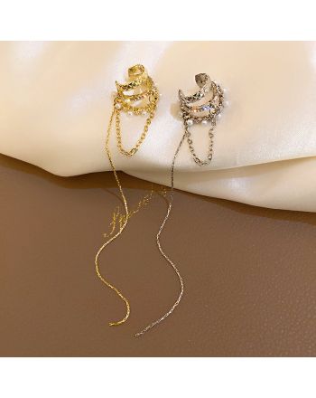 Minimal No Piercing Pearl Tassel Ear Cuffs | HE5891