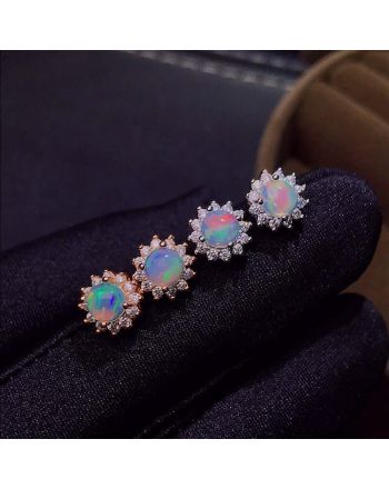 18K Rose Gold Opal Stud Earrings | FME-E134