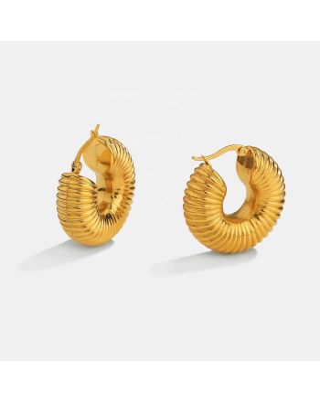 Chunky 18K Gold Plated Spiral Hoop Earrings | JDE138