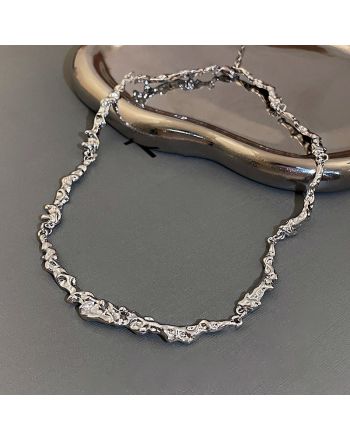 Stylish Irregular Silver Unisex Chain Necklace | HN2700