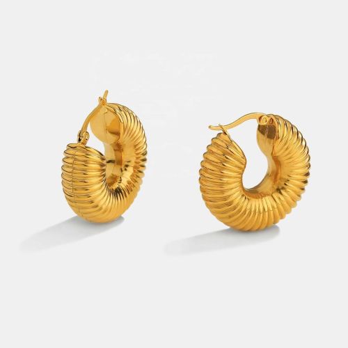 Chunky 18K Gold Plated Spiral Hoop Earrings | JDE138